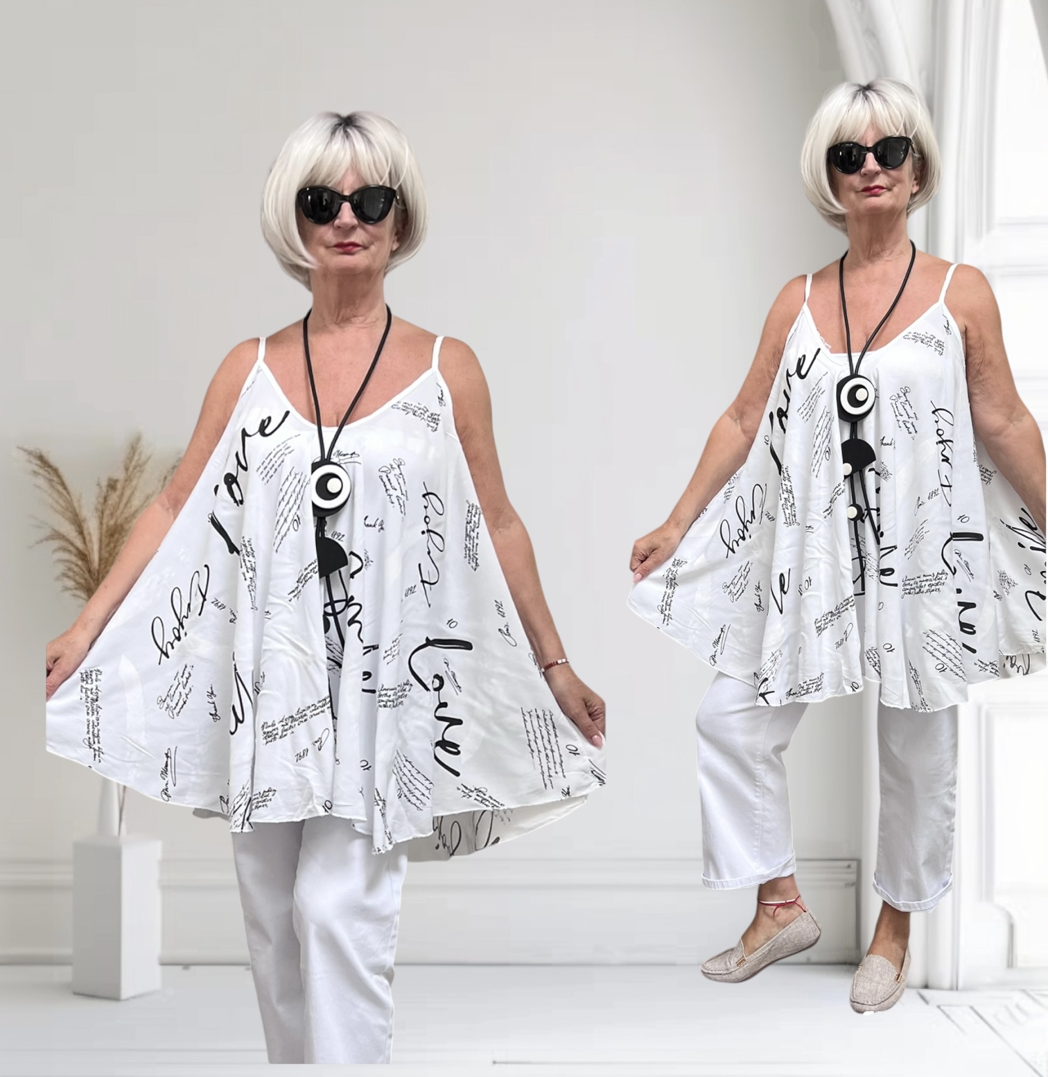 ITALIA oversized viscose A-lijn zomer top