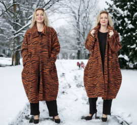 AKH oversized lange wollen winterjas gevoerd stretch