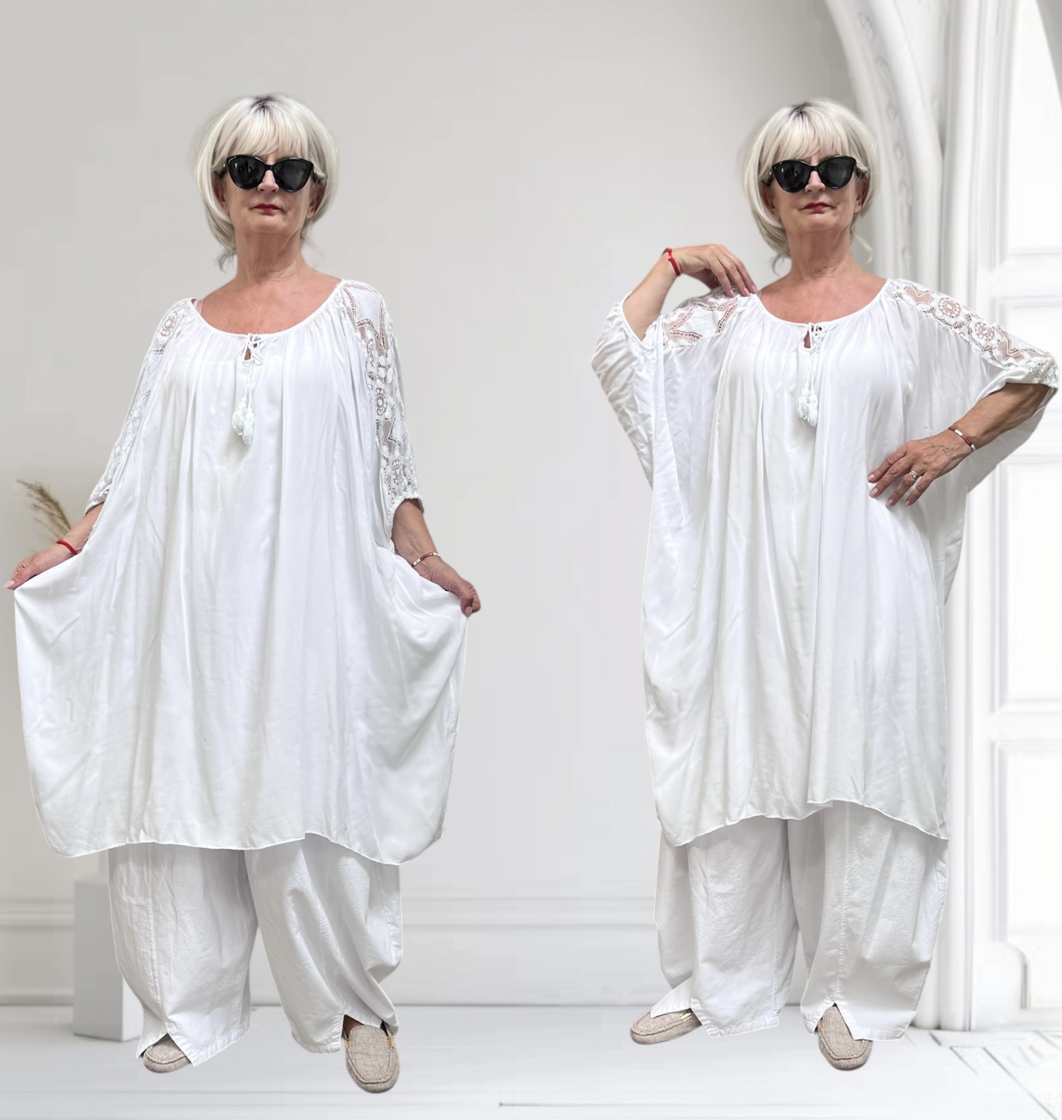 ITALIA viscose tuniek /jurk met kant
