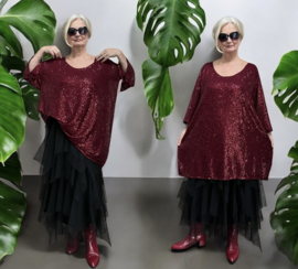 ITALIA MODA oversized tuniek met inzet van pailletten/glitter stof gevoerd /stretch  /in meerdere kleuren