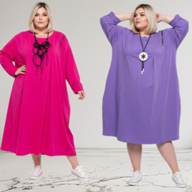 ITALIA MODA  oversized katoen jurk met zakken /stretch/in meerdere kleuren