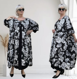 Gina oversized A-lijn jersey blazer(extra groot)  apart zwart/wit