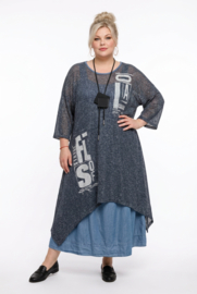 Zedd Plus katoen A-lijn overjurk jeansblauw