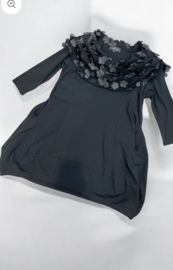 Vincenzo Allocca oversized katoen A-lijn tuniek met tule bloemenkraag apart zwart