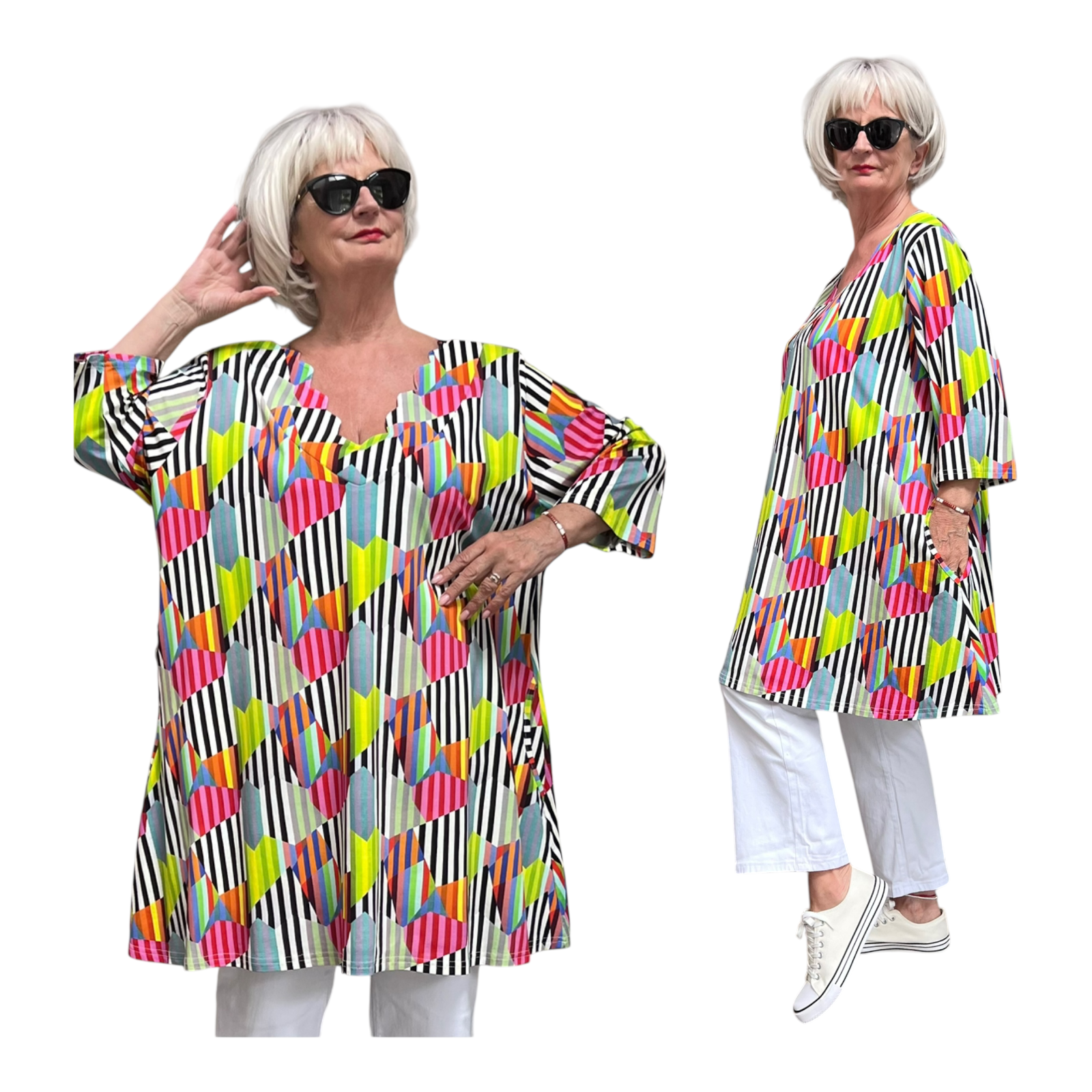 New Jersey viscose A-lijn tuniek met aparte decolleté/ stretch