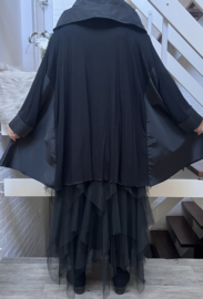 AKH  oversized  viscose tuniek met col/ zwart /stretch