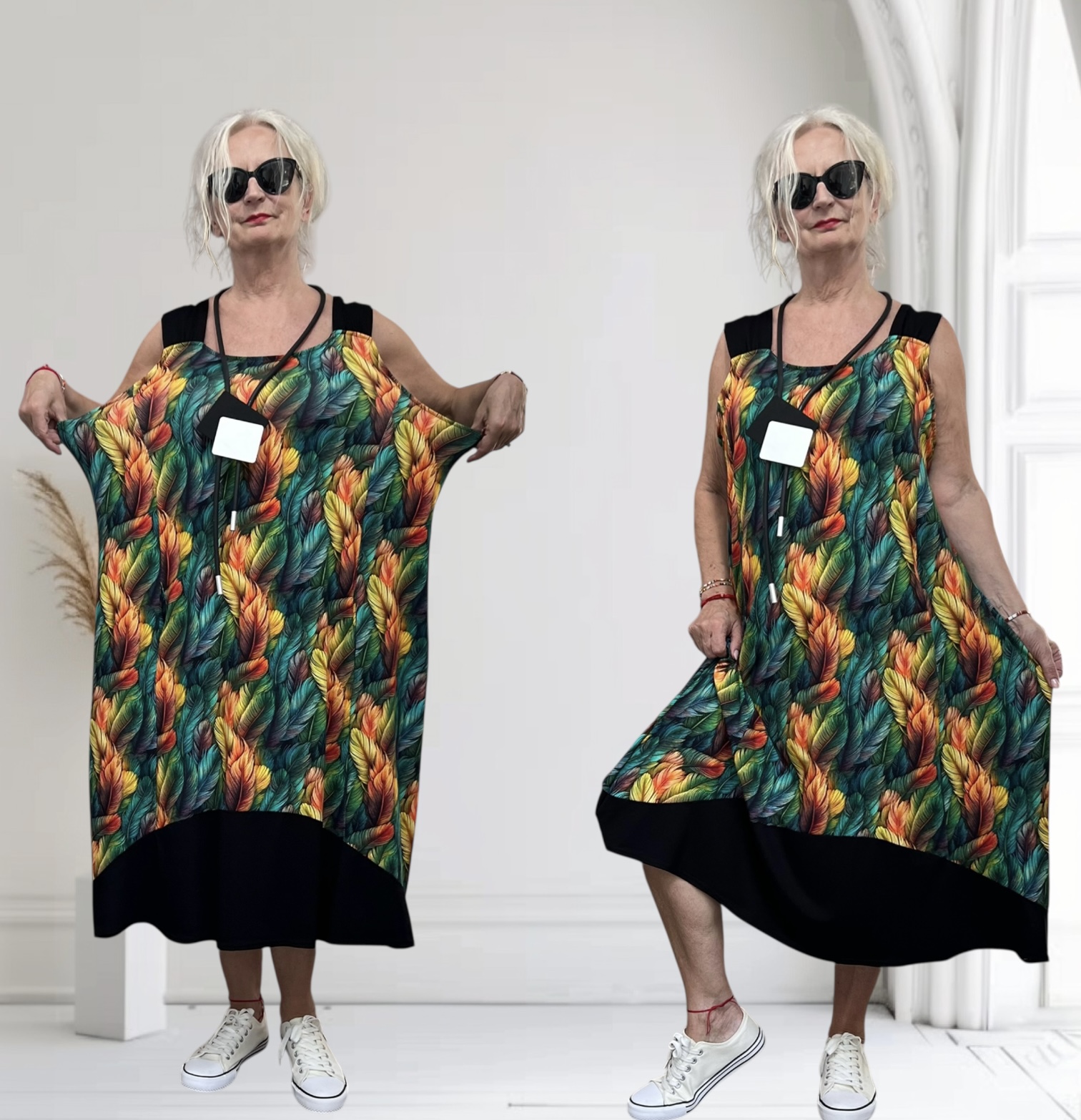 Naveed  oversized viscose jersey A-lijn jurk stretch