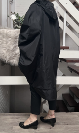 MYPEPER oversized  tussenjas  waterbestendig met ritssluiting en capuchon gevoerd/ zwart