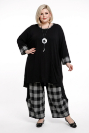 AKH viscose mix tuniek met een zak /apart/ zwart/grijs