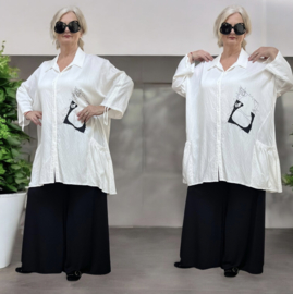 IZZY Style viscose hemd/blouse/tuniek  wit