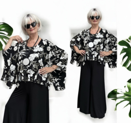 Naveed  oversized viscose jersey top zwart/wit