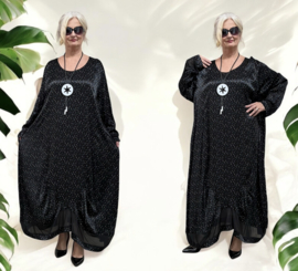 Divas planet viscose A-lijn jurk zwart