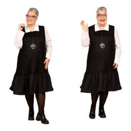 AKH oversized mouwloze gebreide katoen A-lijn jurk met inzet van taft  /apart/zwart