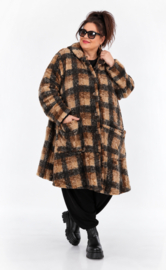 AKH oversized A-lijn  winterjas van knuffelzachte teddykwaliteit/gevoerd /stretch