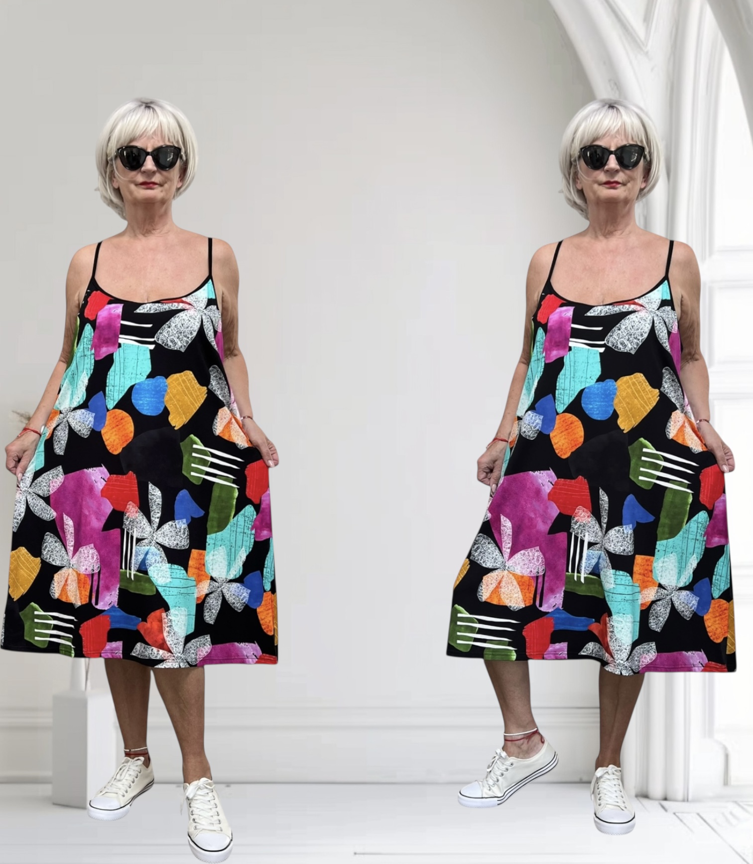 Ophilia viscose A-lijn tuniek/jurk  stretch