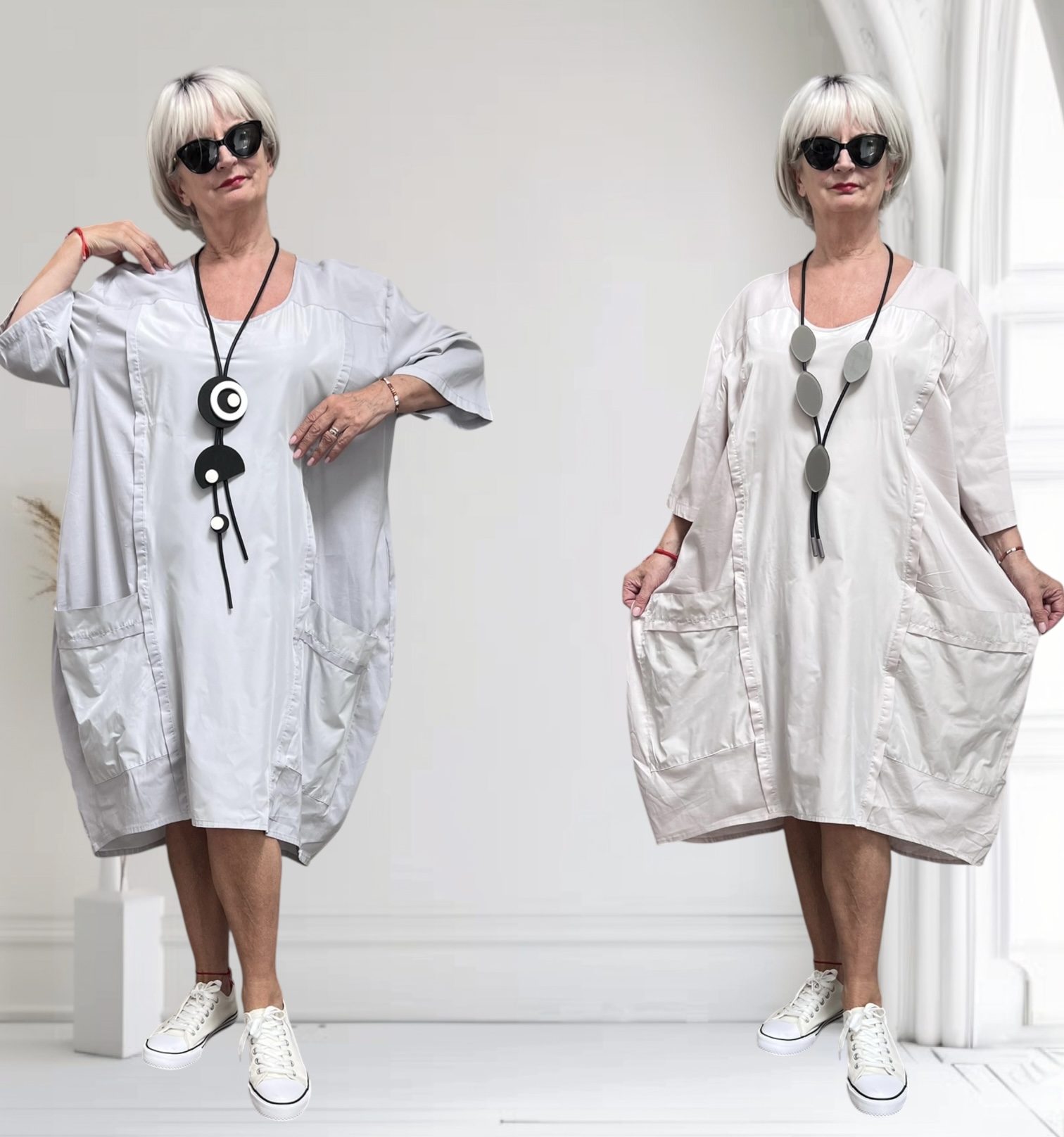 SINNE design.. A- lijn viscose jurk met taft /stretch/in meerdere kleuren