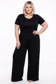 SASHA GRANDE oversized viscose A-lijn tuniek+ broek/stretch zwart