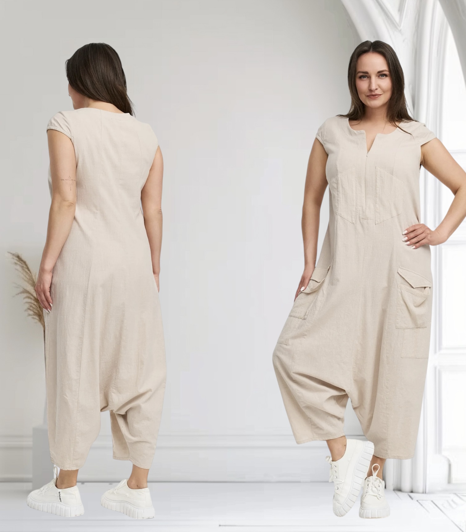 KEKOO design katoen overall met ritssluiting