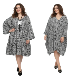 ITALIA  MODA  viscose wijde jurk apart zwart/wit