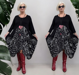 Vincenzo Allocca oversized katoen A-lijn jurk apart zwart stretch