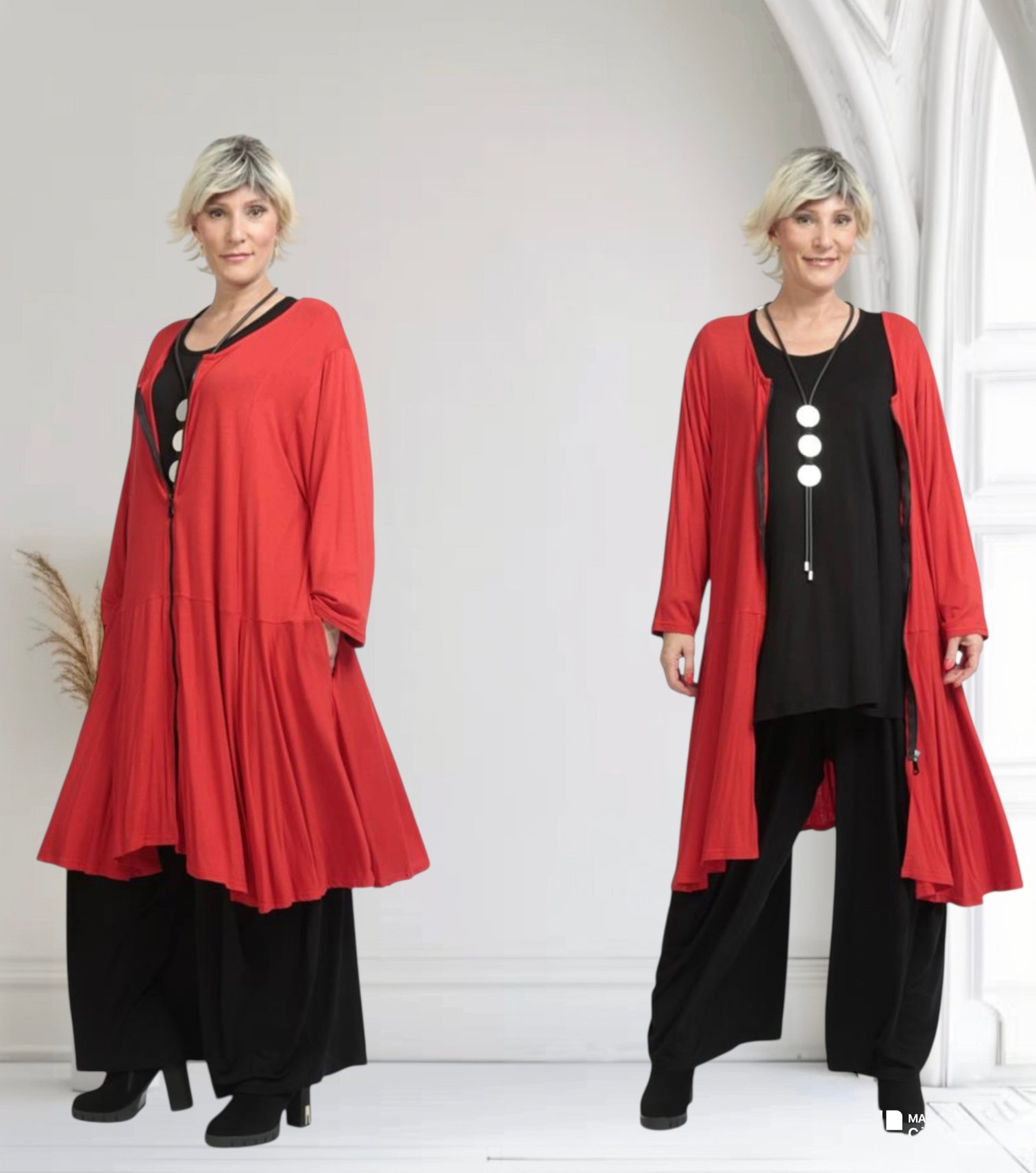 AKH oversized viscose A-lijn blazer met ritssluiting apart stretch