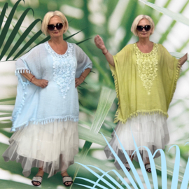 Italia oversized katoen top/tuniek/poncho apart/in meerdere kleuren