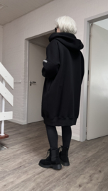 SASHA Gina oversized katoen joggingstof winter tuniek zwart/premium kwaliteit/stretch