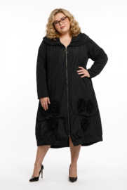 Moonshine oversized A-lijn tussenjas waterbestendig zwart