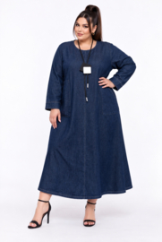 Gulio Moda katoen jeans A-lijn jurk met zakken / stretch