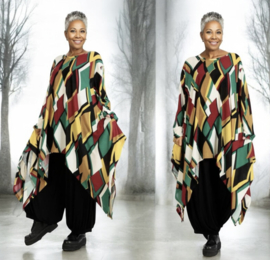 AKH viscose asymmetrisch oversized A-lijn tuniek/top met zakken apart stretch
