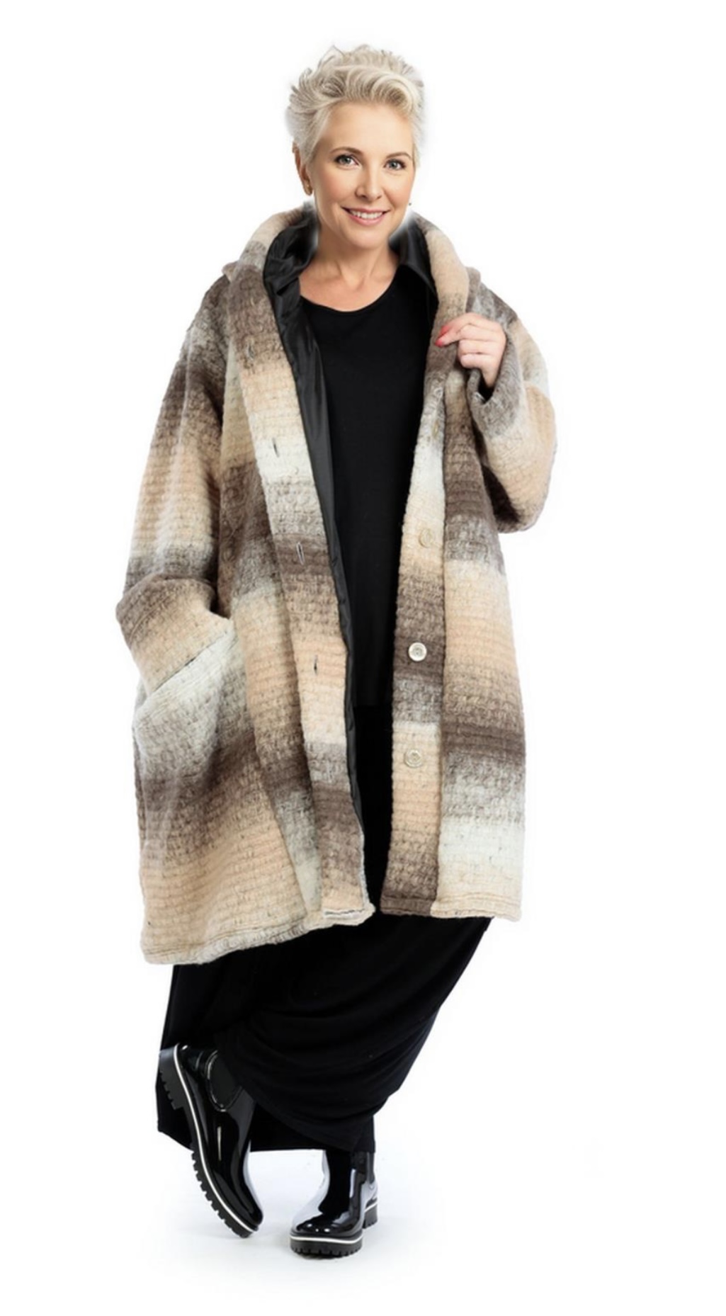 AKH oversized wollen winterjas/mantel  gevoerd