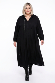 AKH oversized viscose soepele slinky-kwaliteit A-lijn jurk  apart/ zwart