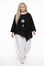 Moonshine oversized geborduurd viscose A-lijn tuniek zwart