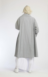 AKH katoen A-lijn zomer blouse /jas /blazer met ritssluiting grijs/wit /stretch