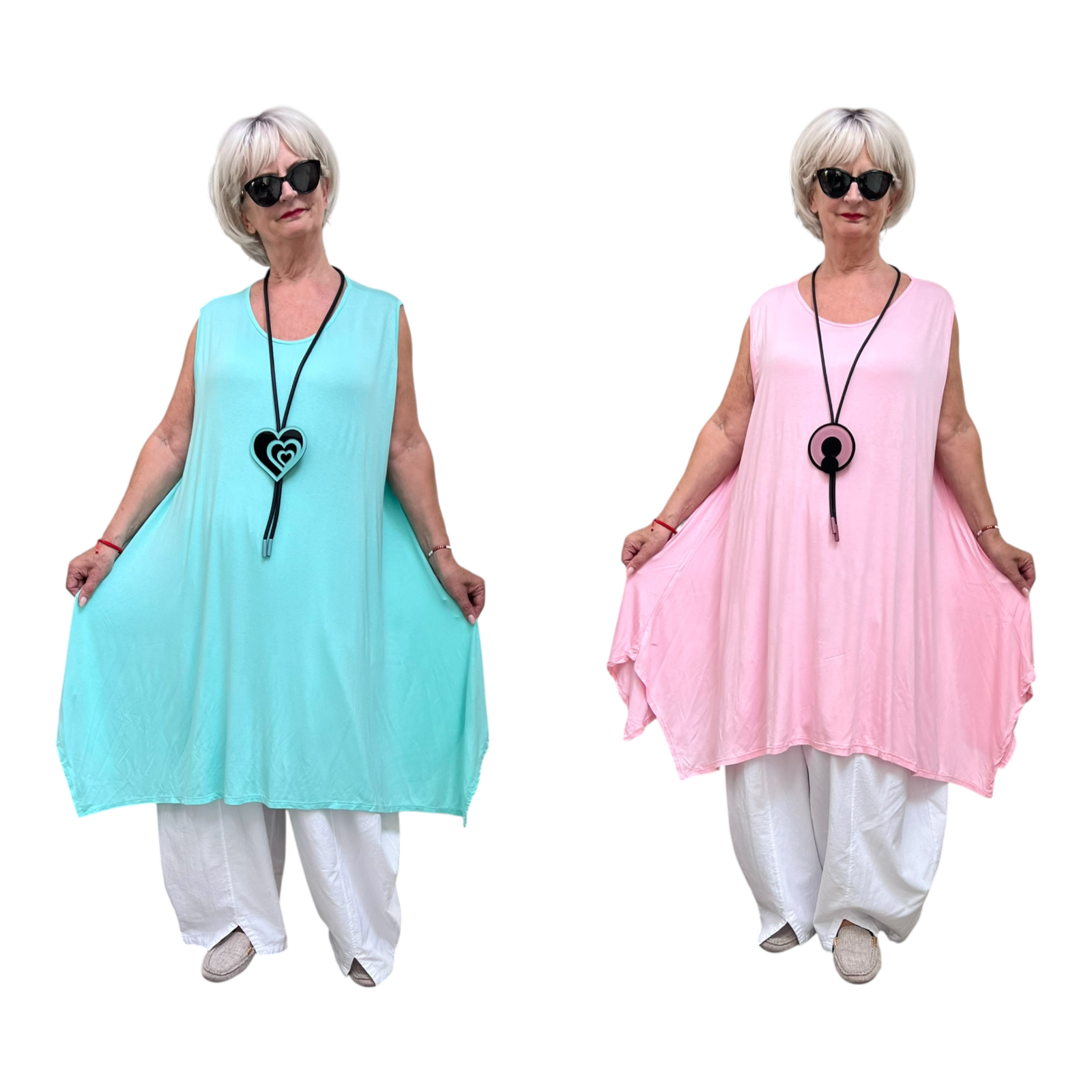 Moonshine jersey viscose  A-lijn tuniek stretch apart/in meerdere kleuren
