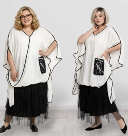 CN-G oversized viscose tuniek wit/zwart
