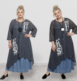 Zedd Plus katoen A-lijn overjurk jeansblauw