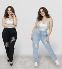 ITALIA katoen jeans broek met hart/apart/ veel stretch/in meerdere kleuren 