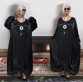Divas planet viscose A-lijn jurk zwart