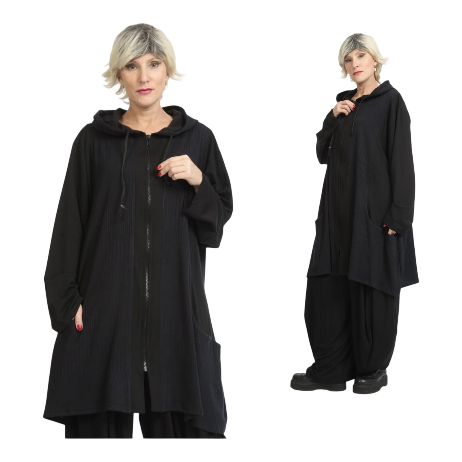 AKH viscose  A-lijn blazer met zakken stretch zwart
