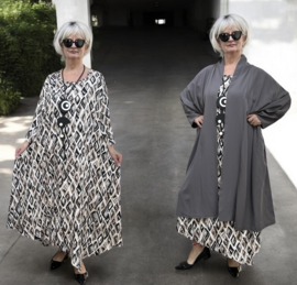 AKH oversized chique A-lijn blazer/vest met zakken apart