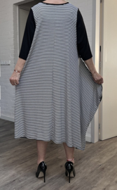 Naveed  viscose jersey A-lijn jurk stretch zwart/wit