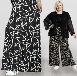 ITALY Mode jersey viscose  wijde broek apart /zeer rekbaar/zwart/wit