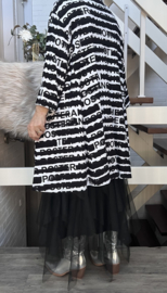 New Jersey viscose A-lijn tuniek stretch zwart/wit