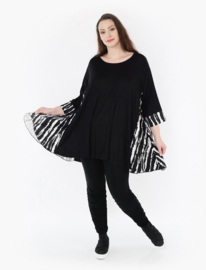 AKH oversized viscose jersey A-lijn jurk  apart/stretch zwart/wit