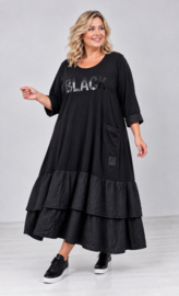 Vincenzo Allocca oversized katoen A-lijn  jurk met inzet van taft /stretch  zwart