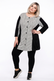 AKH oversized viscose jersey A-lijn blazer/vest apart/ stretch zwart/wit