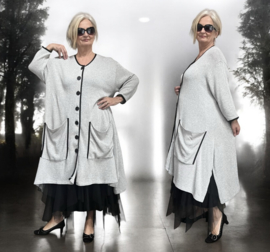 AKH gebreide oversized katoen A-lijn vest/blazer apart stretch