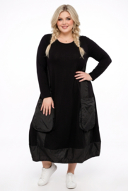 Vincenzo Allocca katoen A-lijn jurk met inzet van taft/zwart apart stretch