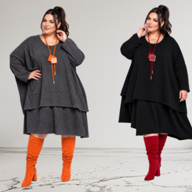 ITALIA  oversized viscose winter jersey mix jurk apart/stretch /in meerdere kleuren